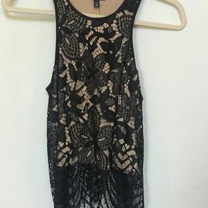 NWT EXPRESS Black & Nude Lace Tank Top XS